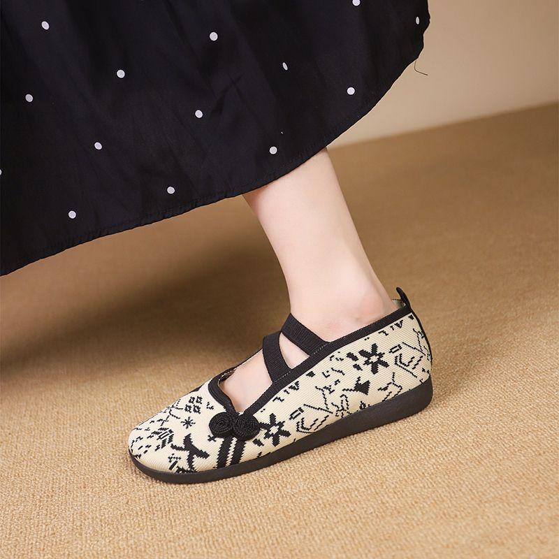 Дышащая вышитая обувь в этническом стиле, мягкая подошва, ретро-антиквариат, туфли-одиночки Ханфу, легкие и универсальные туфли-одиночки, новинка лета и осени 2025