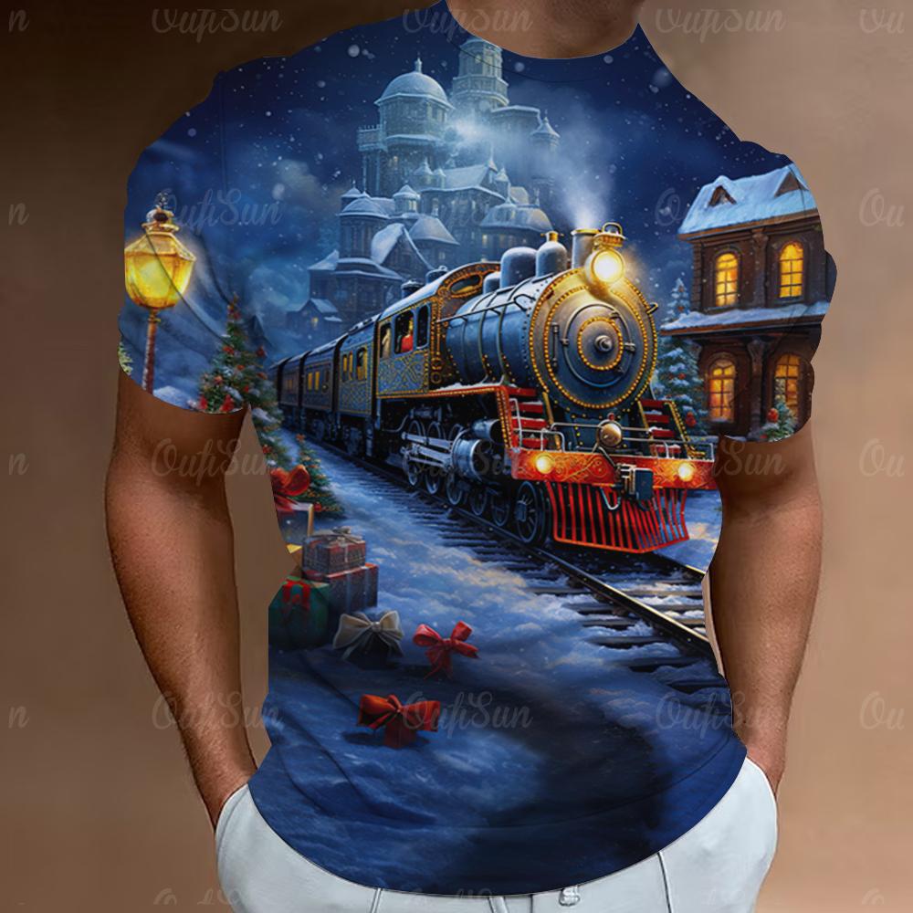 Christmas T-Shirt Santa Claus Print Short Sleeve Men T-Shirt Festival Clothing Casual Tops Loose Oversized T Shirts For Men Tees