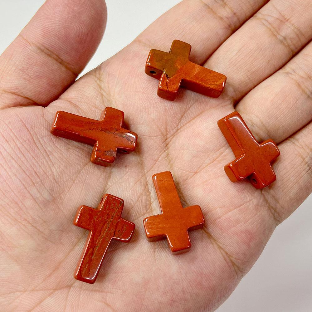 5pcs Cross Shape Natural Stone Loose Beads 18*26mm Top drilling Real Agates Aventurine Howlite Quartz Charms For Jewelry Making