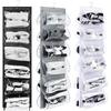 Dual Sided Hanging Shoe Organizer 12 Clear Pockets Mesh Hanging Shoe Rack Holder with Rotating Hanger for Closet Storage Shoes