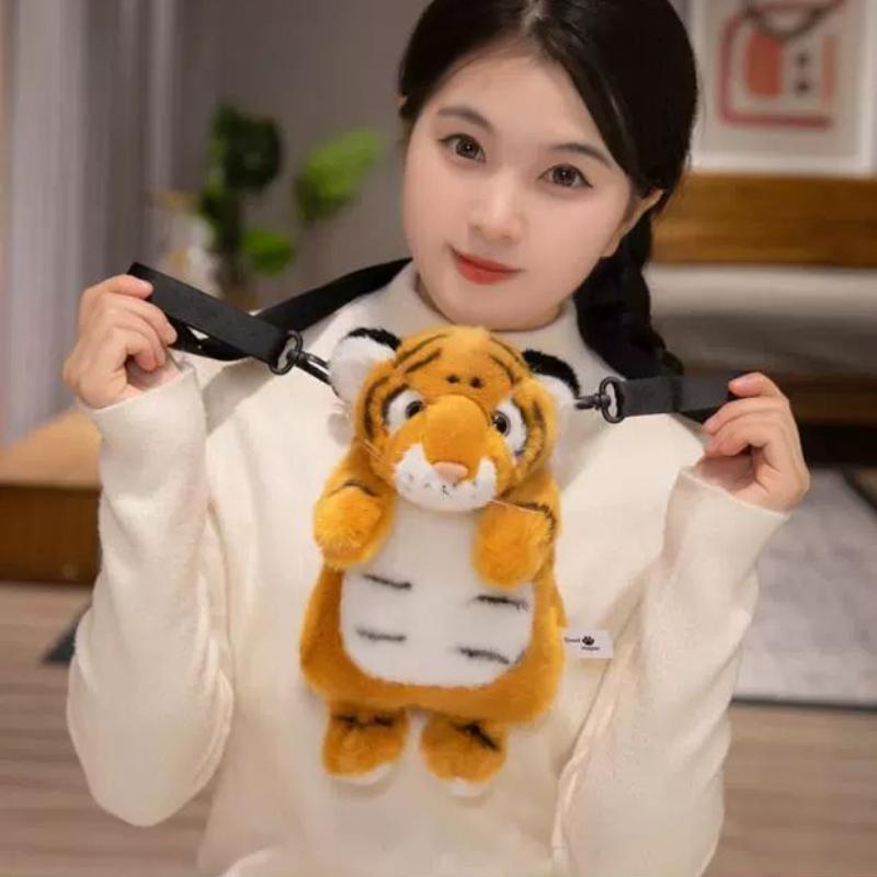 Мягкая плюшевая сумка-рюкзак в виде красной панды, леопарда, тигра, коалы, плюшевая игрушка, кошелек для телефона и монет, сумки, подарок для девочки, сумка-мессенджер