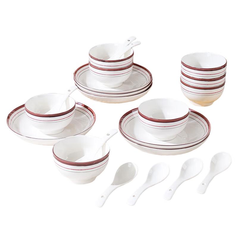 Tang Hui 22-Piece Chinese Ceramic Dinnerware Set