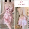 Women's Silky Deep V Push Up Padded Tie Waist Sleep Dress with Robe Set