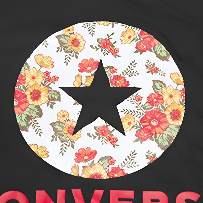 Converse Футболки женские черные с круглым вырезом умеренного прямого кроя 10017396-A01