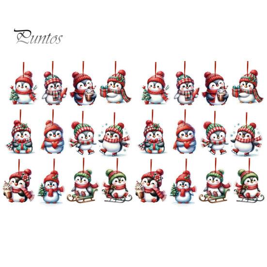 12/24/36 шт. Рождественские украшения деревянные мультяшные пингвины украшения для рождественской елки подвесные бирки для праздничного домашнего декора
