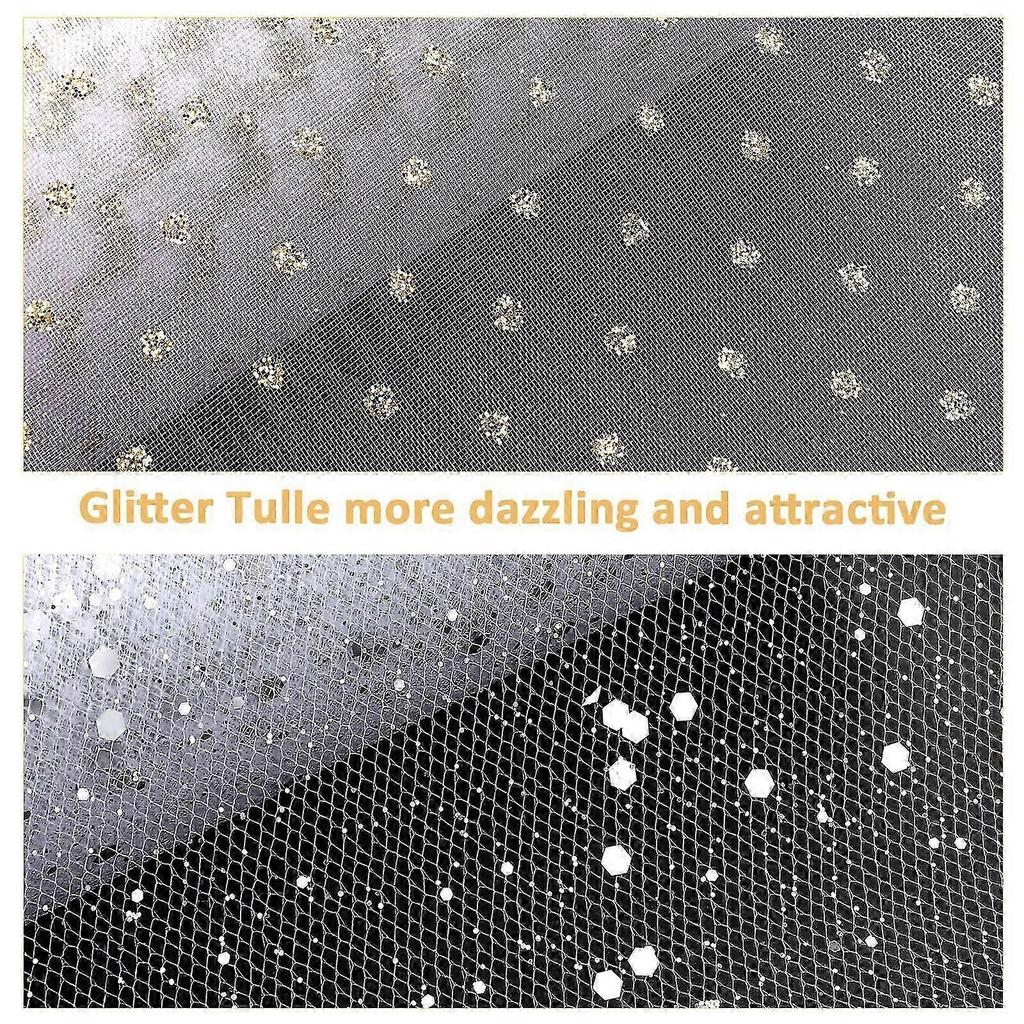 Glitter Tulle Fabric Decorative Organza for Wedding Table Decoration 6 Rolls
