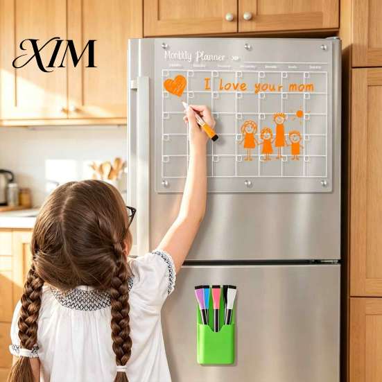 Wall Planner for Iron Doors 3 Pcs Acrylic Magnetic Dry Erase Board Fridge, Clear Monthly Weekly Transparent Writing Whiteboard, to Do List Notepad