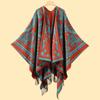 Shawl Imitation Cashmere Knitted Scarf Split Fork Oil Painting Cape Cloak Outside