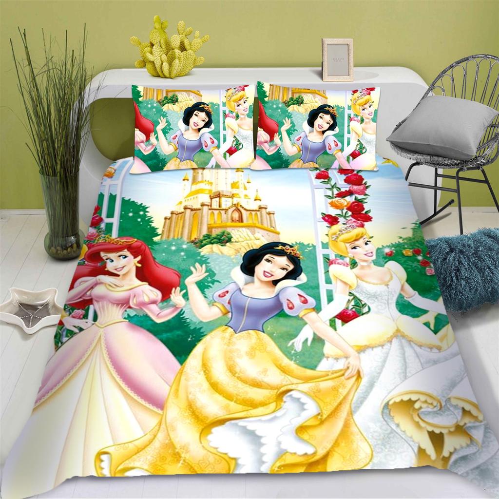 Princess Cinderella Cartoon Quilt Cover Duvet Breathable 3D Cute Printed Bedroom Comforter Warmth Polyester Bedding