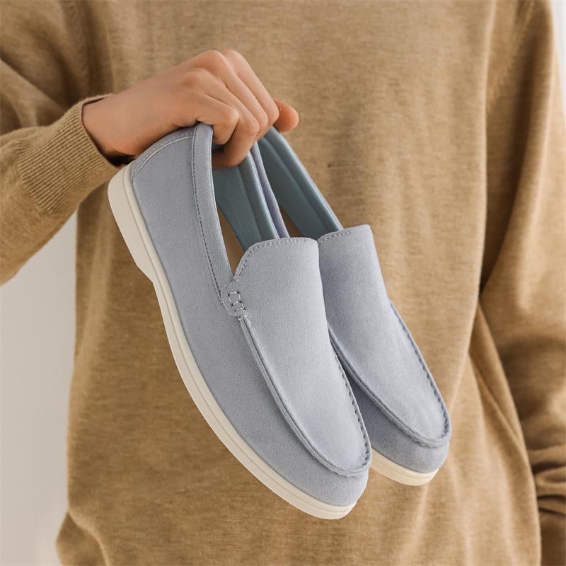 Men Flat Loafers 2025 Frosted Suede Flat Shoes Comfortable Non Slip Loafers Lightweight Trendy Outdoor Casual Shoes