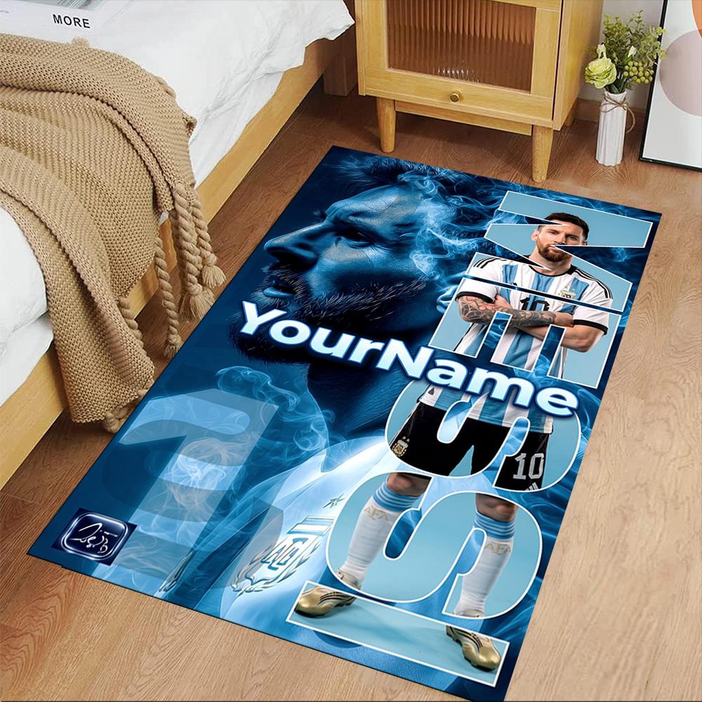 Messi Personalized Name Carpet Suitable for Hallway Game Room Dormitory Balcony Anti-slip Rug Decorate Offices Wedding Party Gift