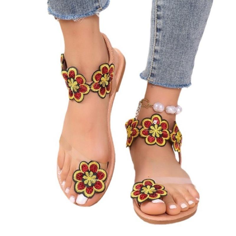 Летние новые сандалии знаменитого стиля цвета на плоской подошве женская обувь большого размера пляжные сандалии сандалии