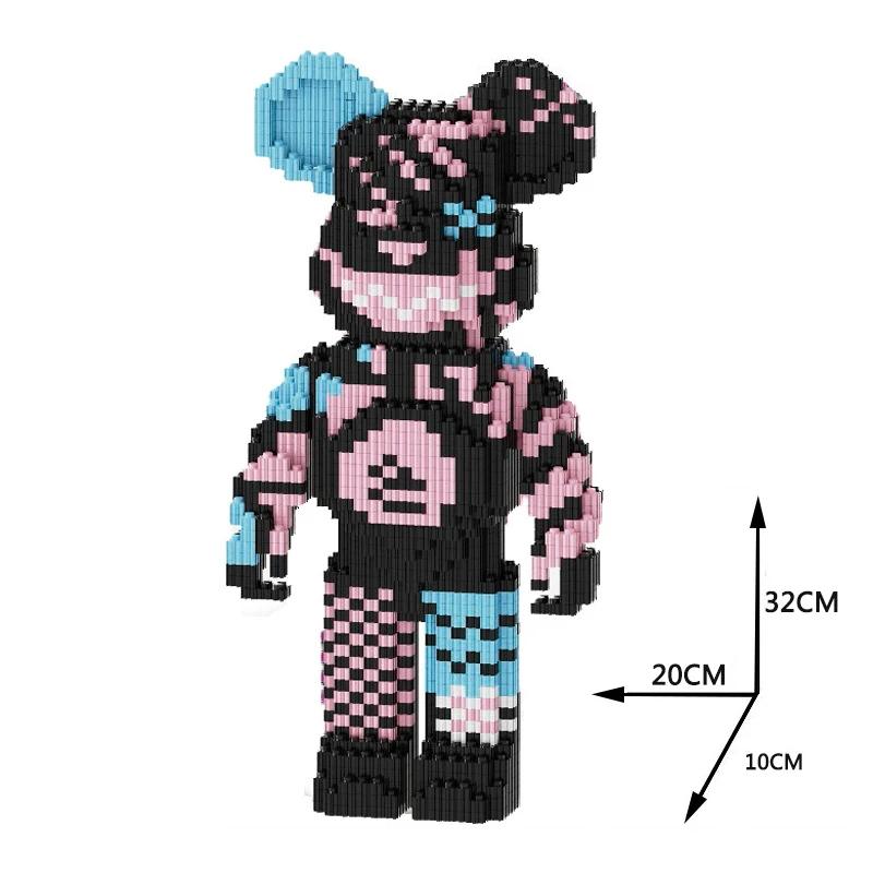 DIY Детские игрушки Мультфильм Мини Любовь Жестокий Медведь Модель Bearbrick со Световым Строительным Блоком Микро-Кирпичи Рождественский Подарок На День Рождения