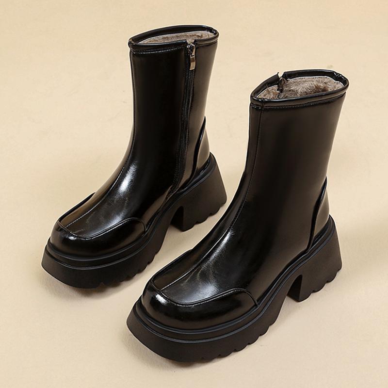 Женские ботильоны на платформе, высокие каблуки, кожаные туфли, женская мода 2025 года, зимние дизайнерские брендовые удобные теплые панк-байкерские ботинки Femme