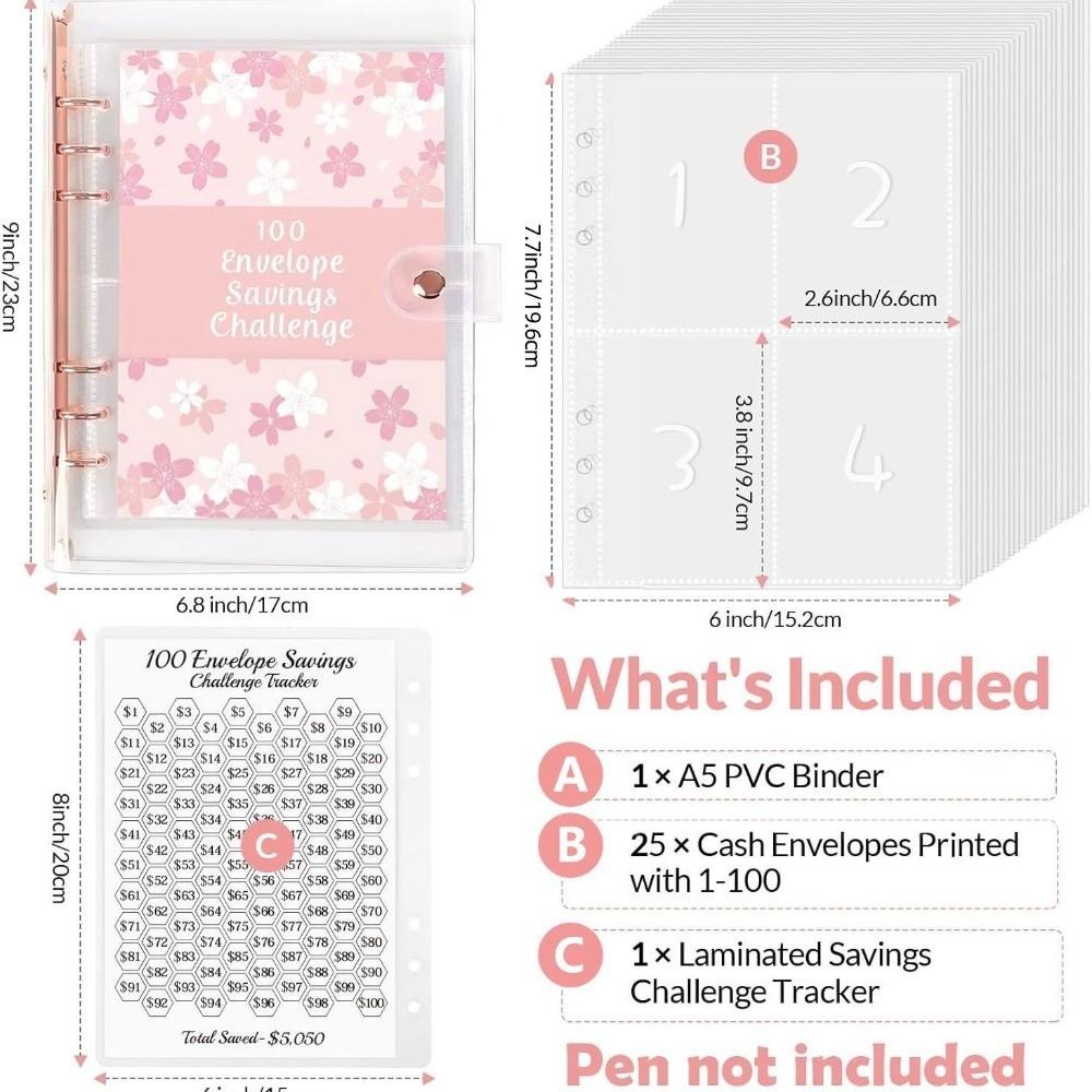 100 Envelope Saving Money Binder Money Saving A5 Budget Binders Set  for Budgeting Planner