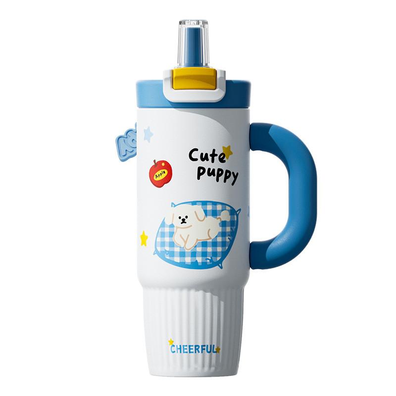 Cute Cat Pattern Stainless Steel Thermos Flask For Girls With Large Capacity And Leakproof Lid