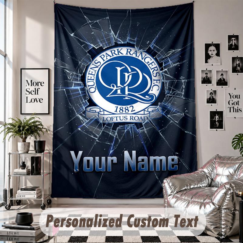 Wall Hanging Tapestry With Custom Name & Text, Queens Park Rangers FC Decorative Tapestry For Bedroom