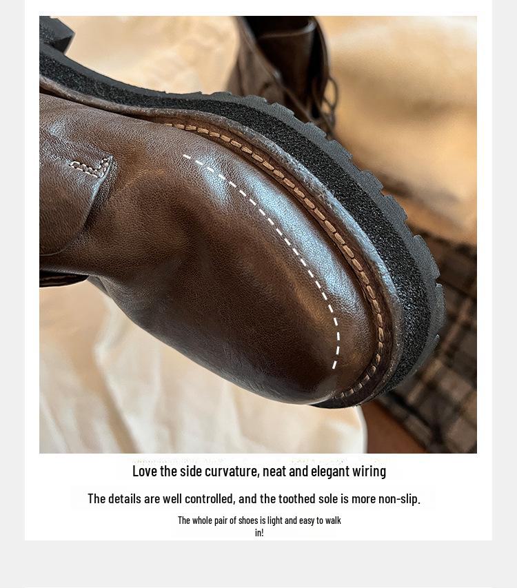 Женские короткие ботинки Martin Grape Mom из высококачественной мытой кожи с круглым носком, толстой подошвой и шнуровкой в британском стиле