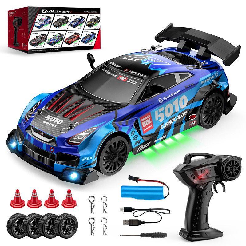 1/24 Scale Remote Control Drift Car 4WD Racing Vehicle High Speed LED Lights Kids Toys Multiplayer Game Gifts For Boys
