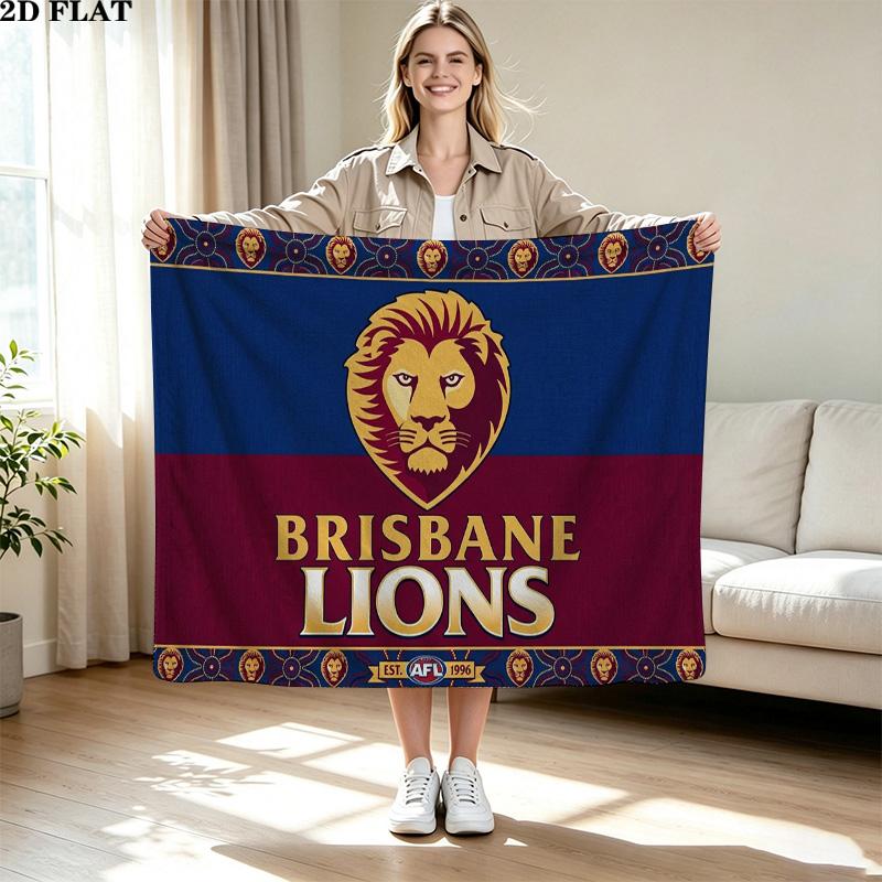 Фланелевое одеяло с принтом Brisbane Lions Высококачественное Теплое Уютное Покрывало для Всех Сезонов Идеально для Подарков Домашний Декор