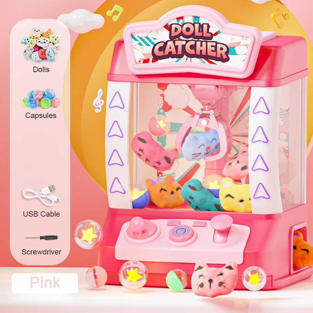 Claw Machine for Kids Home Arcade Game Machine Candy Vending Grabber Prize Dispenser Toy with LED