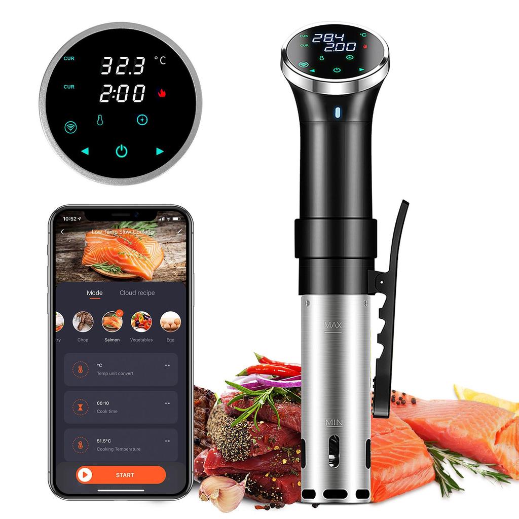 Smart Sous Vide Cooker, Wifi Cook 1100W Precision Cooking Pot,Temp Setting 25-95 °C + Timer, IPX7 Waterproof, Ideal for Preparing Dinners