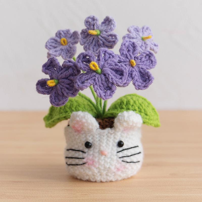New Animal Crochet Flower Pot Cute Handwoven Flowers Knitting Flower Bookshelf Car Decoration Friends Gifts