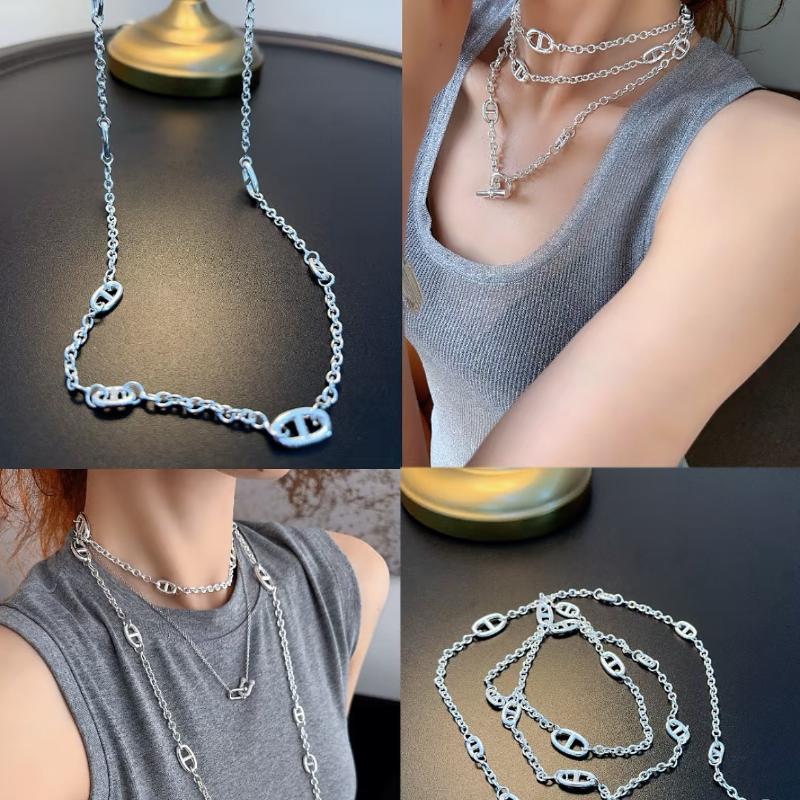 О-образная застежка-кольцо, длинное ожерелье-подвеска для женщин, трендовый чокер, цепочка для ключицы, длинная декоративная цепочка для свитера