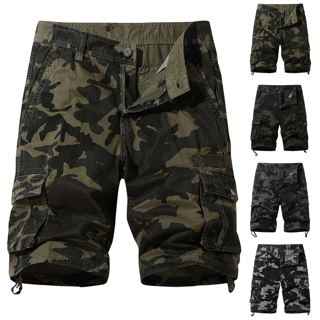 Men's Summer Multi-Pocket Cargo Shorts Men's Casual Fashion Camouflage Loose Cargo Shorts