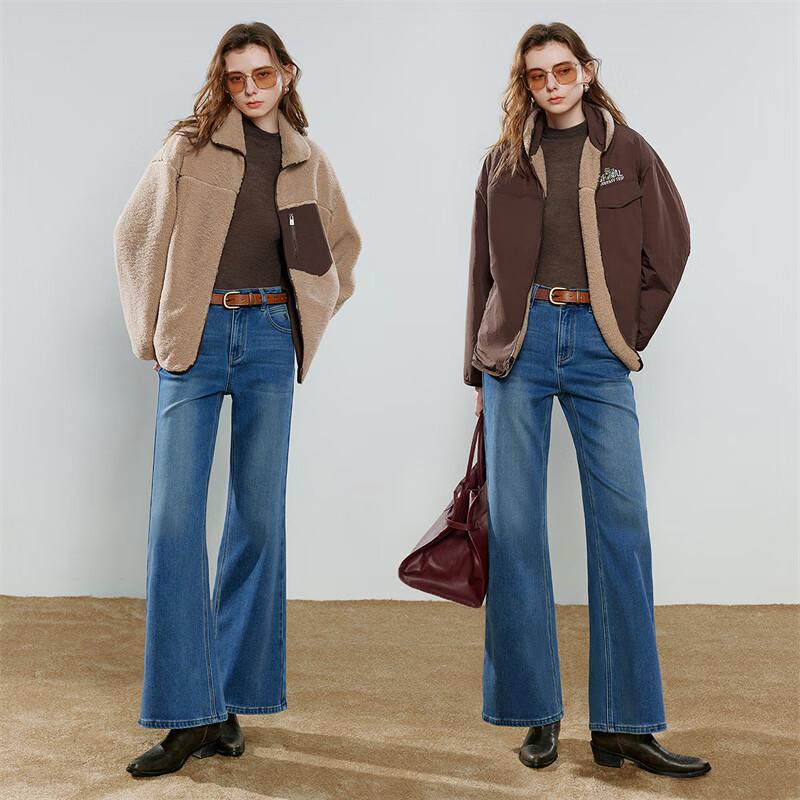 Chuyu Women's Reversible Cartoon Embroidered Plush Jacket