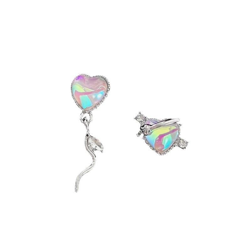 Pinkdudu Модные лазерные цветные асимметричные серьги-капли «Любовь», романтические роскошные серьги в форме сердца для женщин, ювелирные изделия PD1460