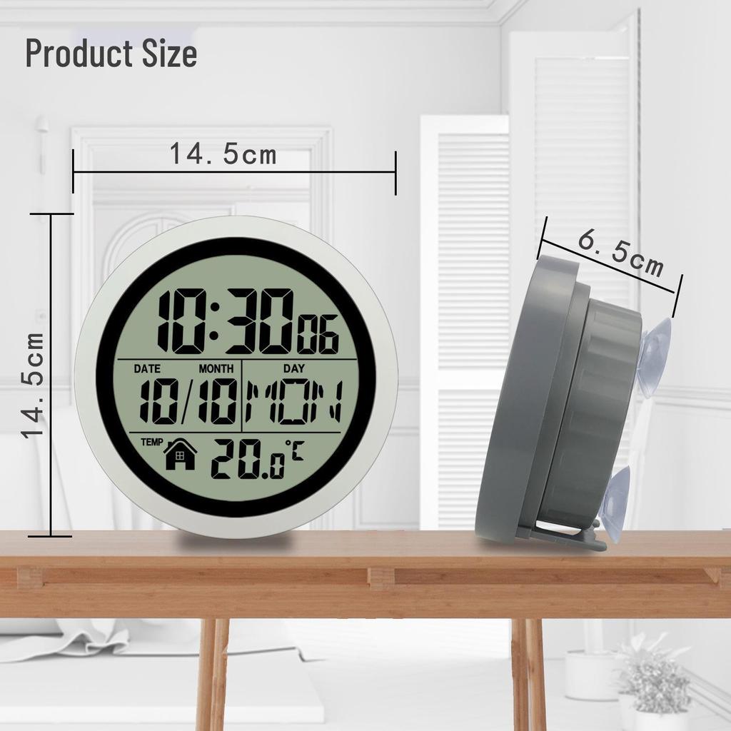 Punch-Free Self-Adhesive LCD Wall Clock: High-Definition Digital Display for Bathroom & Kitchen