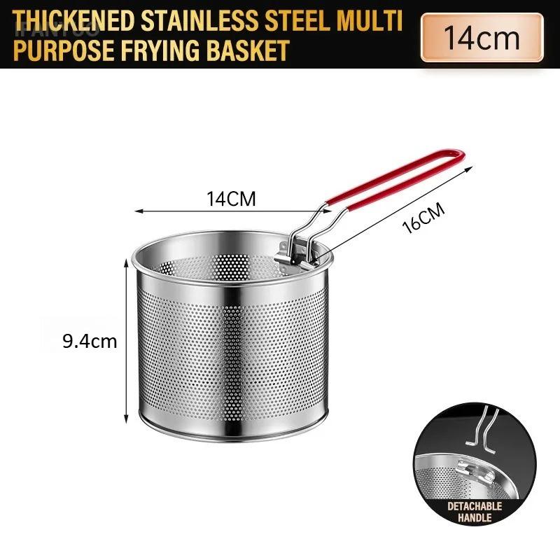Stainless Steel Fried Mesh Kitchen Fry Basket Cooking Basket Fry Pan Oil Pan Strainer Noodle Spoon Colander French Fries Tools