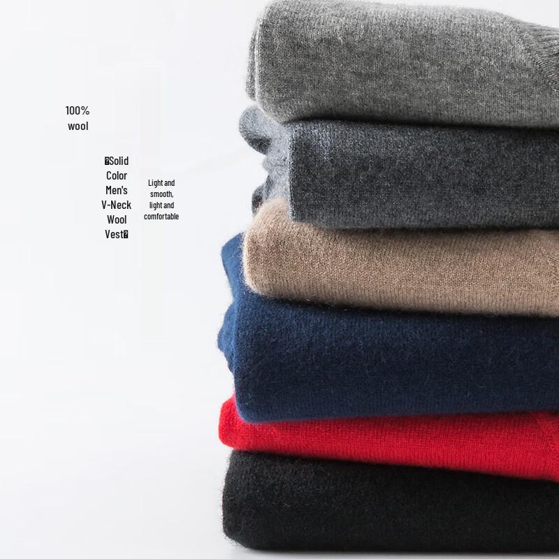 Hengyuanxiang Men's Wool V-Neck Sleeveless Sweater