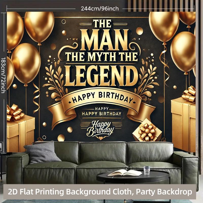 2D background cloth 1 piece, happy birthday male legend mythology vibrant background cloth for birthday party