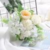 1Pc Artificial Flowers Wedding Home Bedroom Decoration Bridal Bouquet Garden Fake Silk Roses Hydrangeas Vase For Board Outdoors