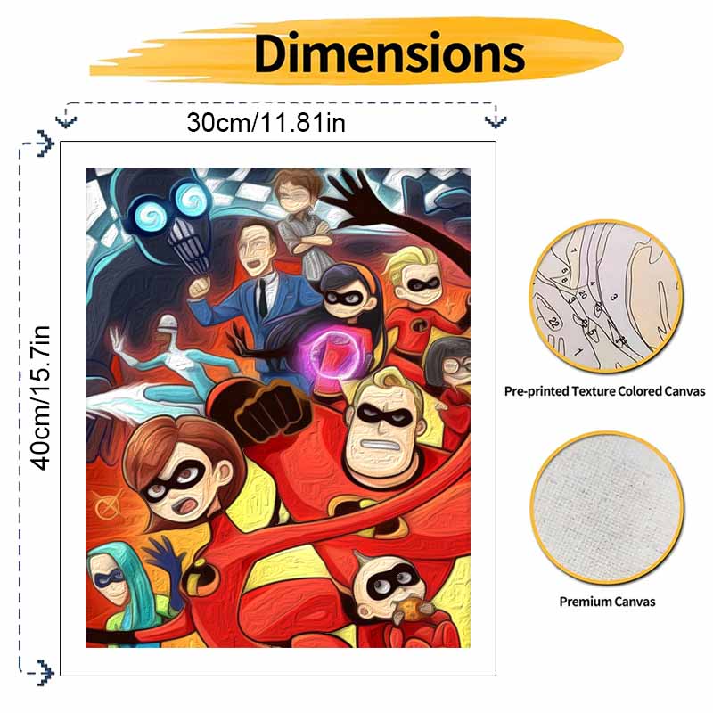 Disney oil painting Incredibles handmade diy art painting home decoration
