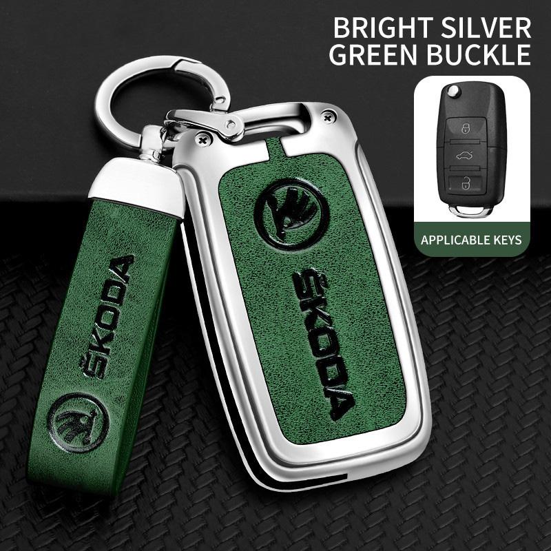 New Leather Car Key Case Cover Holder Protector Shell Fob For Skoda Octavia A5 A7 Fabia Superb Kodiaq Karoq Keychain Accessories NG1