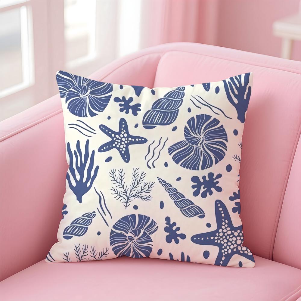 Animals Marine Theme Print Cushion Cover Pillow Case Soft Skin Friendly Fabric Concealed Zipper