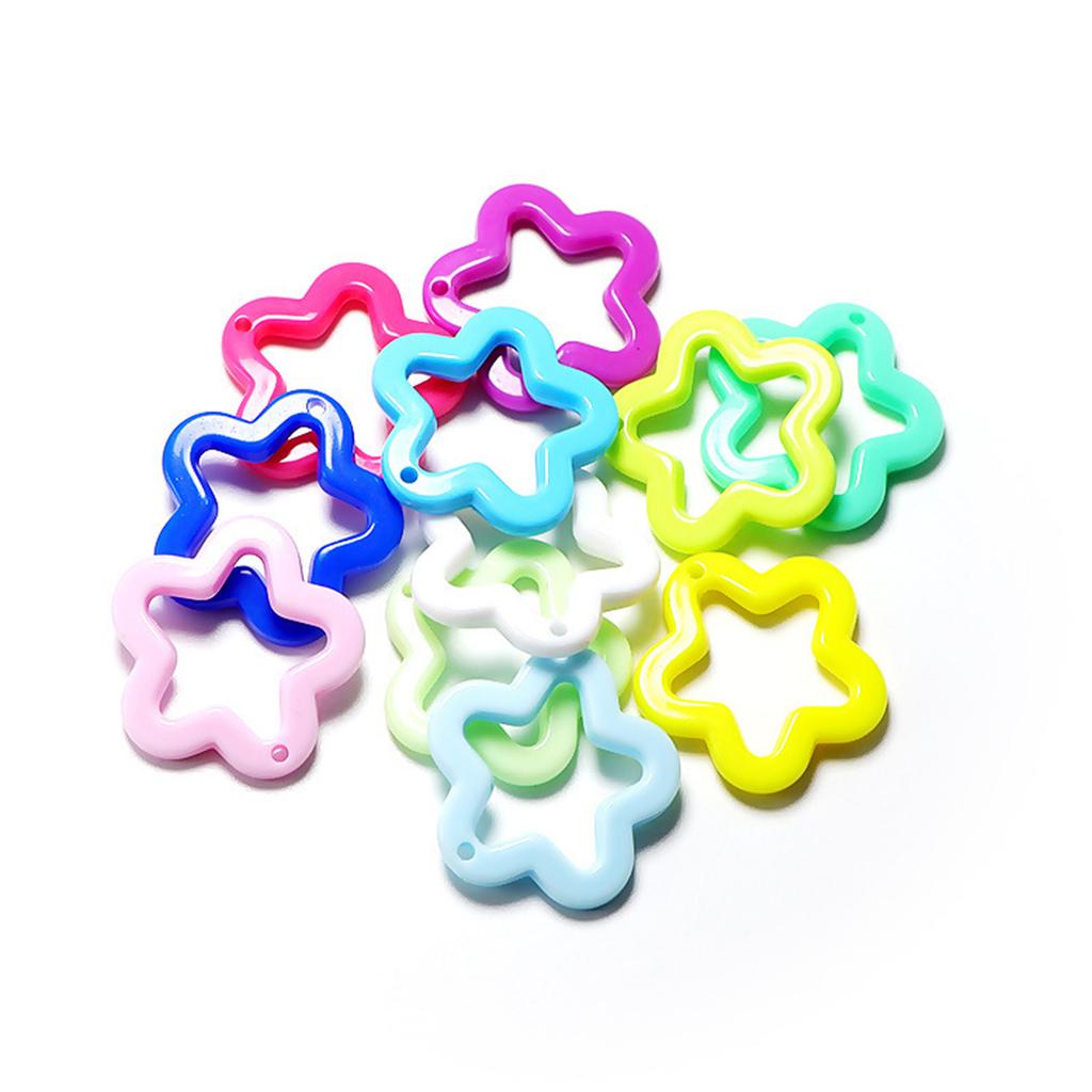 5pcs Acrylic Hollow Flower Charm Star Pendant Spacer Bead for DIY Earring Necklaces Bracelets Jewelry Making Findings