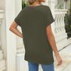 Women's Fashion Loose Casual Summer T-Shirt Pleated Short Sleeve Solid Color Top
