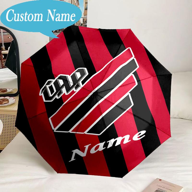 Custom Name Umbrella Black Stripes Athletico Crest Umbrella 8-Frame for Travel, Camping, Casual Lightweight Portable, Essential for Family Gifts