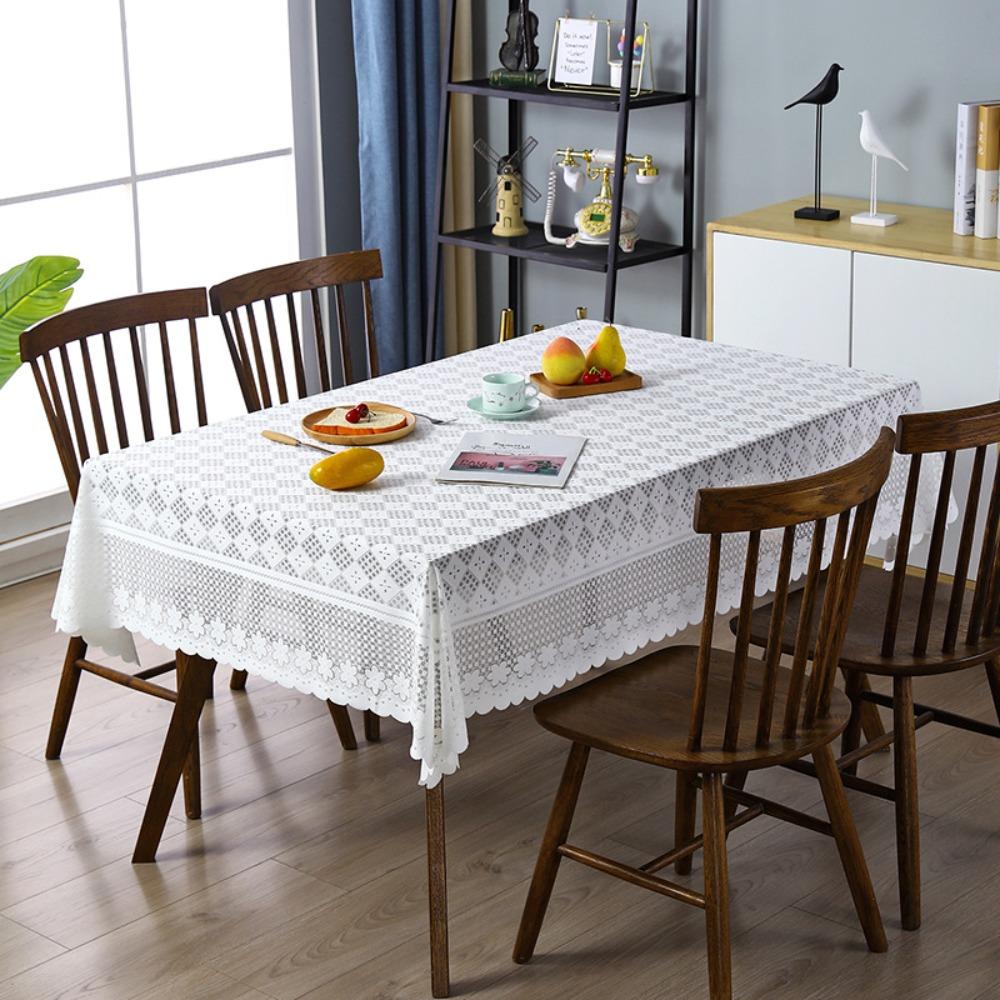 Практичная Антикварная Кружевная Ажурная Скатерть Вышитая Цветочная Белая Настольная Покрывало Универсальная Европейская Столовое Белье Чайный Столик