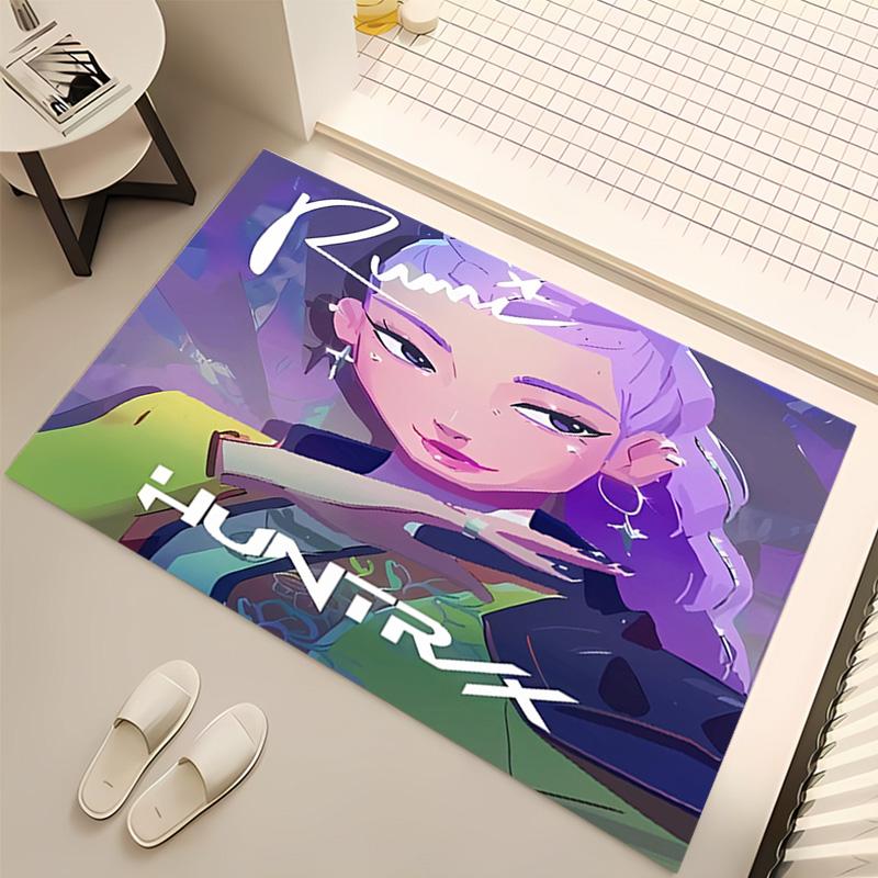 1pc Kpop Hunter11 Print Area Rug - Soft, Washable Non-Slip Indoor Mat, Living Room, Home Office Decorative Rug,Office Decorative