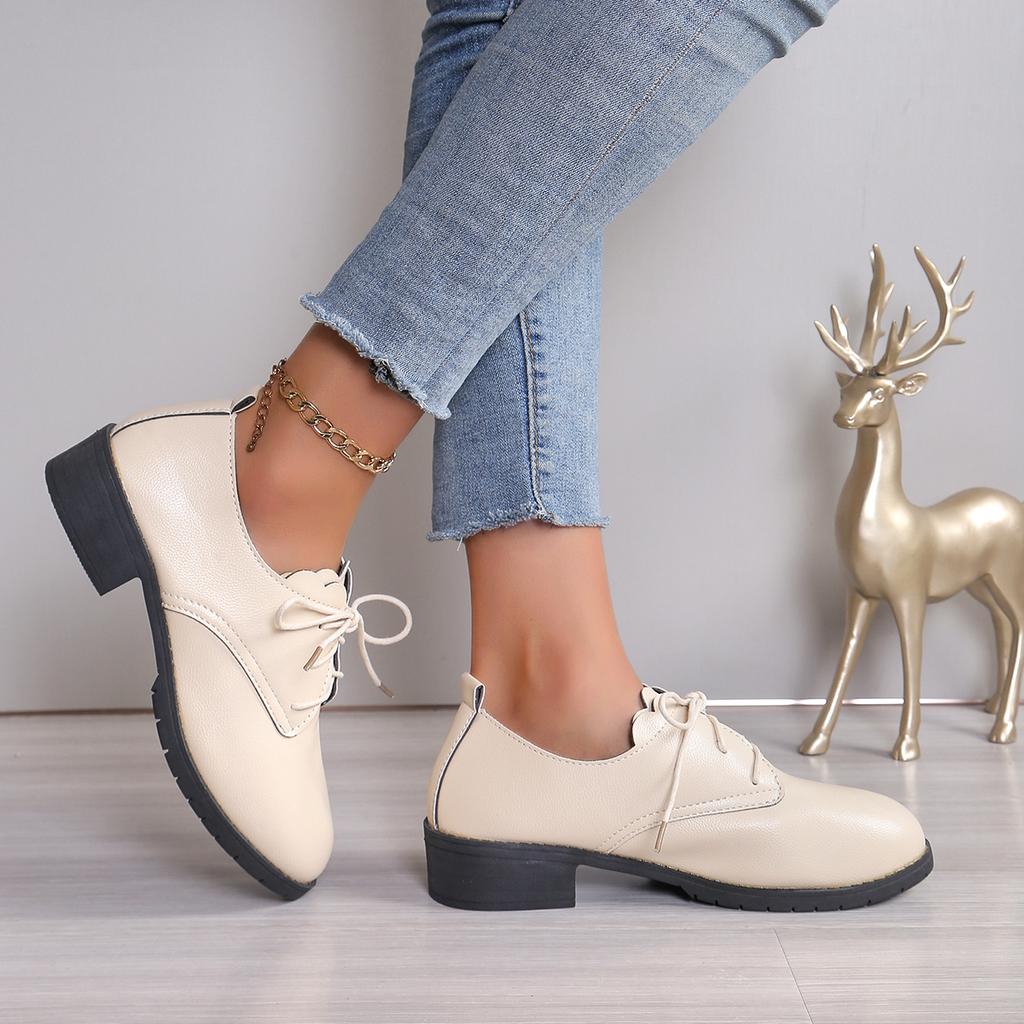 Spring and Autumn New Women's Round Head Ribbon Fashion and Comfortable Heel Shoes Size 36-43