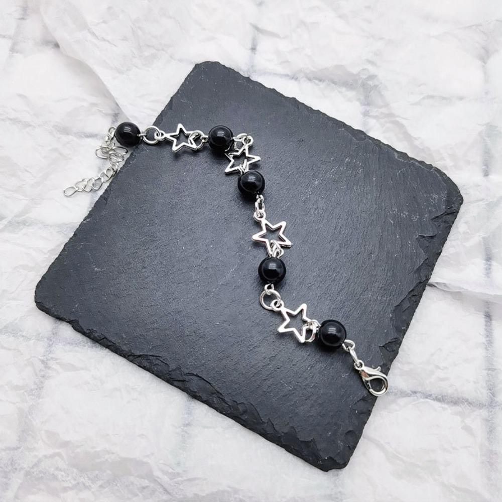 Браслет с искусственной полой пятиконечной звездой, браслет в стиле панк с имитацией жемчуга, новый браслет в стиле поп-панк
