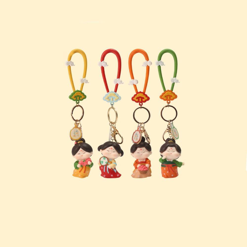 Анти-потерянная кукла династии Тан, кулон, цветок, автомобильный брелок, модный китайский стиль, брелок, декор для ключей
