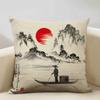Japan Mount Fuji Ukiyo-e Retro Cushion Cover Sofa Pillowcase Home Decor Pillow Case 45x45cm Linen Home Textile Products