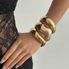 Exaggerated Punk Irregular Wide Cuff Spring Bangles for Women Vintage Gold Color Chunky Metal Bracelets Men Jewelry Gift