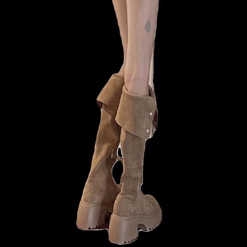 Women's Brown Over-the-Knee High-Heeled Boots: Versatile Slimming Knight Style for Autumn/Winter 2025